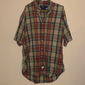 Ralph Lauren Men's Multicolor Plaid Shirt L Y2K Short Sleeve